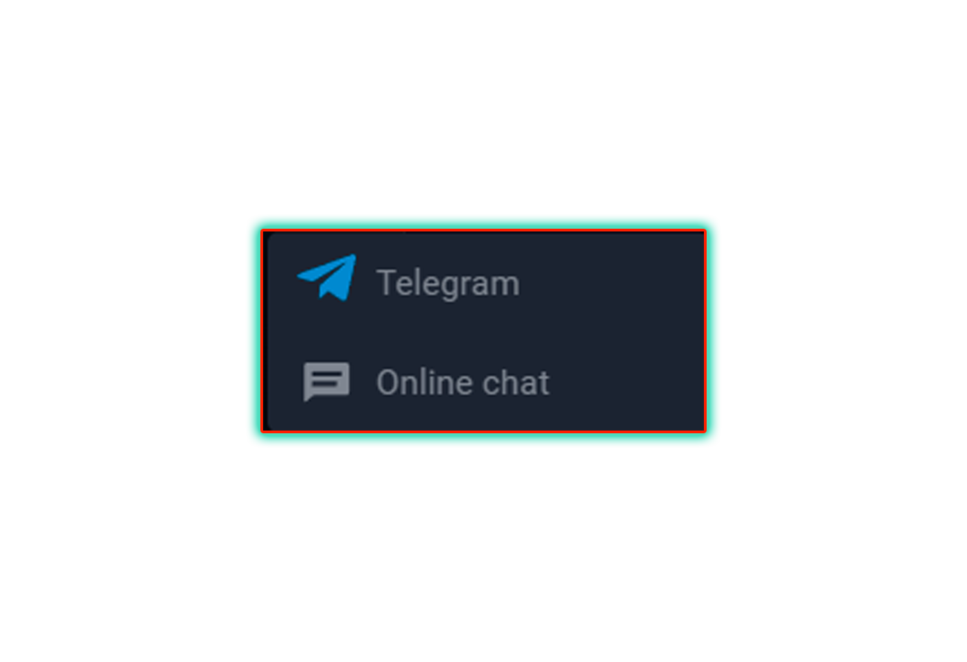 Choice of communication method: via telegram or online chat