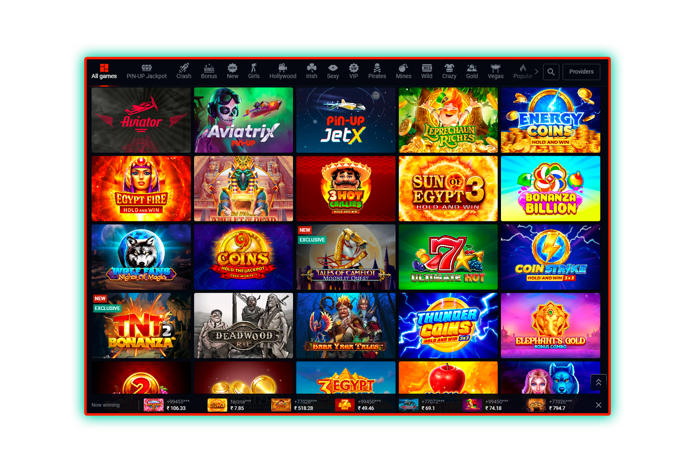 Selecting a casino game