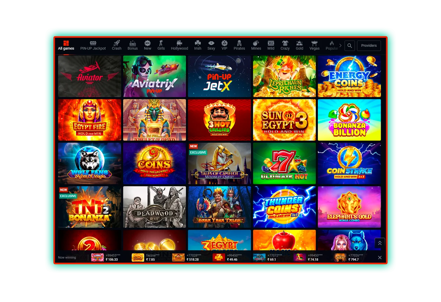 Selecting a casino game
